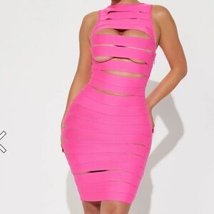 Pink Cut Out Bodycon Dress for Night Out